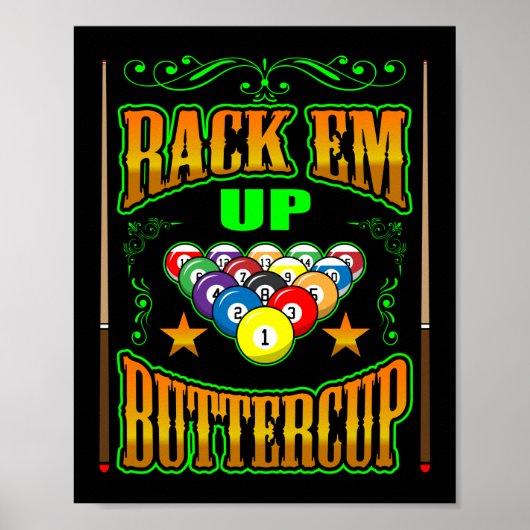 Buttercup Pool Player Billard racken Poster (Vorne)