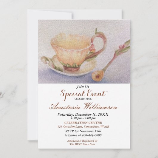 BUTTERCUP TEA TIME PARTY EREIGNIS INVITE EINLADUNG (Vorderseite)