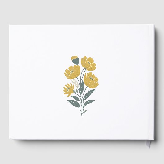 Buttercup Yellow Gold Floral Moderne Hochzeit Gästebuch (Rückseite)