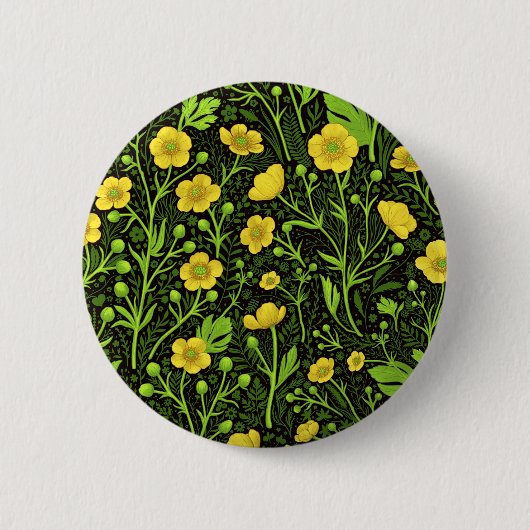 Buttercups auf schwarz button (Vorderseite)