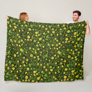 Buttercups auf schwarz fleecedecke