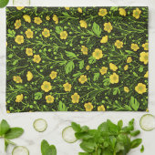 Buttercups auf schwarz geschirrtuch (Gefaltet)