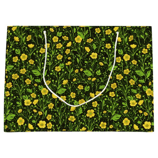 Buttercups auf schwarz große geschenktüte (Vorderseite)