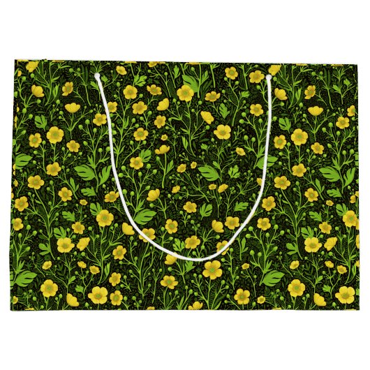 Buttercups auf schwarz große geschenktüte (Rückseite)