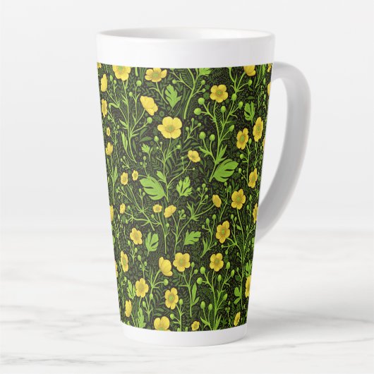 Buttercups auf schwarz milchtasse (Rechte Ecke)