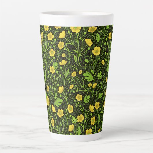 Buttercups auf schwarz milchtasse (Vorderseite)