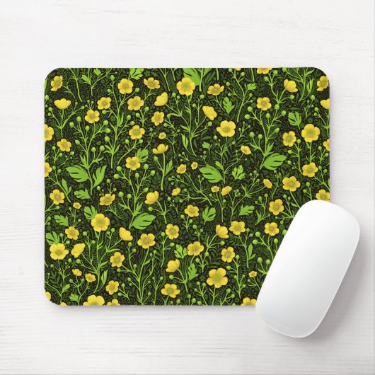 Buttercups auf schwarz mousepad (Mit Mouse)