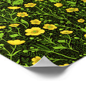 Buttercups auf schwarz poster (Ecke)
