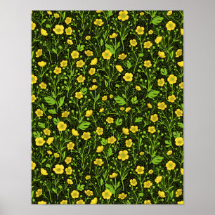 Buttercups auf schwarz poster
