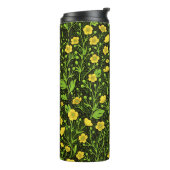 Buttercups auf schwarz thermosbecher (Nach links gedreht)