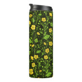 Buttercups auf schwarz thermosbecher (Nach rechts gedreht)