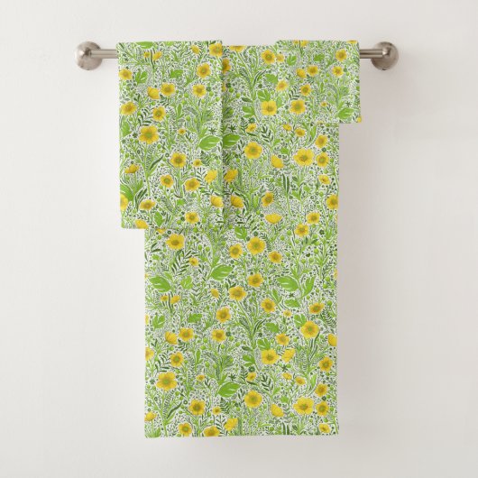 Buttercups auf weiß badhandtuch set (Insitu)