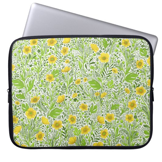Buttercups auf weiß laptopschutzhülle (Vorderseite)
