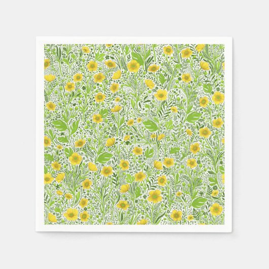 Buttercups auf weiß serviette (Vorderseite)