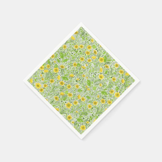 Buttercups auf weiß serviette (Ecke)