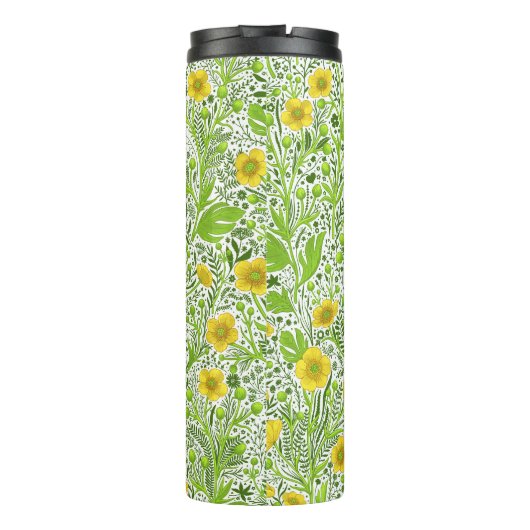 Buttercups auf weiß thermosbecher (Rückseite)