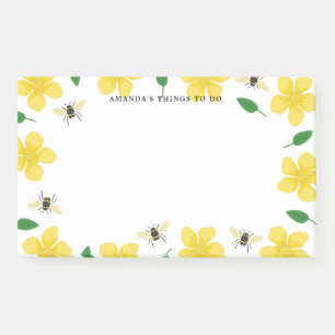Buttercups & Bienen - Individuelle Name Post-it Klebezettel
