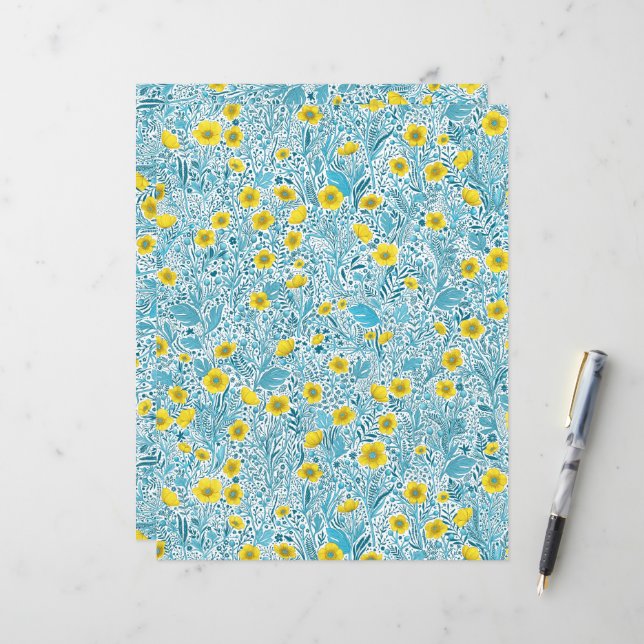 Buttercups, gelb, blau und weiß (Vorderseite/Rückseite Beispiel)