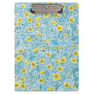 Buttercups, gelb, blau und weiß klemmbrett