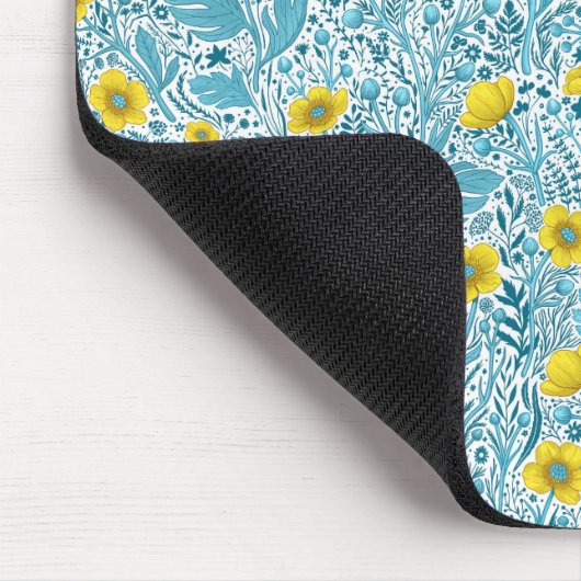 Buttercups, gelb, blau und weiß mousepad (Ecke)