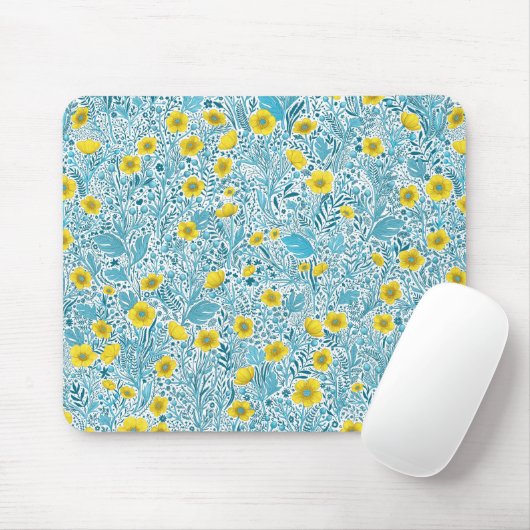 Buttercups, gelb, blau und weiß mousepad (Mit Mouse)