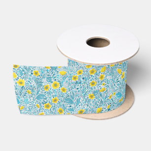 Buttercups, gelb, blau und weiß satinband