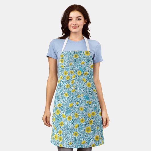 Buttercups, gelb, blau und weiß schürze (Getragen)