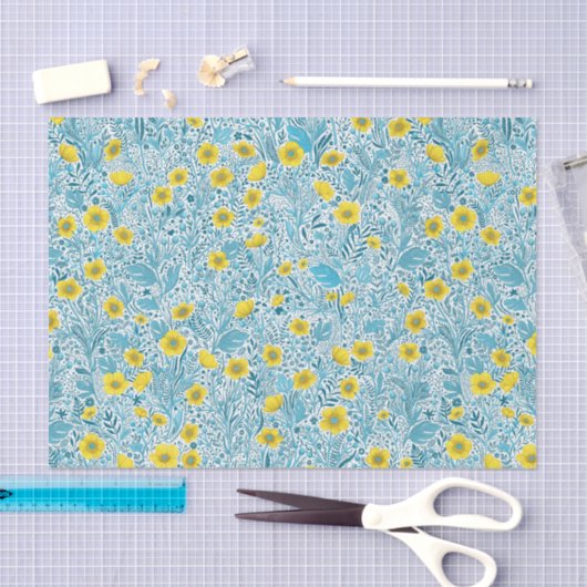 Buttercups, gelb, blau und weiß seidenpapier (Handwerk)