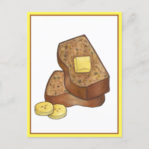Buttered Banana Broad Loaf Slice Food Illustration Postkarte