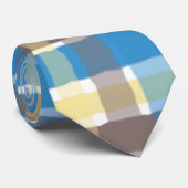 Buttered Popcorn Kaffee Brown Sonic Blue Kariert Krawatte (Gerollt)