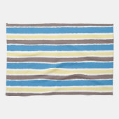 Buttered Popcorn Kaffee Brown Sonic Blue Streifen Geschirrtuch (Horizontal)