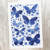 Butterfats Watercolor Blue Greetings Card