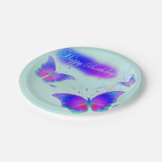 Butterfells Geburtstag Pappteller (Schrägansicht)