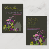 Butterfels Floral House Zuhause Moderne Visitenkar Visitenkarte (Vorne/Hinten)