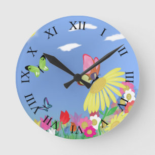 Butterfels römische Zahlen Runde Wanduhr