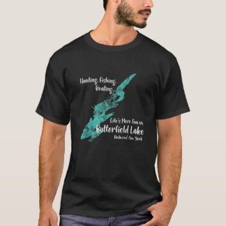 Butterfield Lake Front Back Design Redwood NY Lake T-Shirt