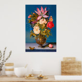 Butterfisch Rose Vase Tisch Blume Anordnung Poster (Küche)