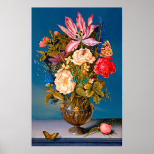 Butterfisch Rose Vase Tisch Blume Anordnung Poster