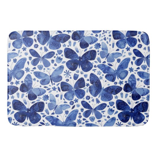 Butterfisch Watercolor Blue Badematte (Vorderseite)