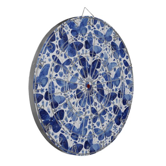 Butterfisch Watercolor Blue Dartscheibe (Vorderseite Links)