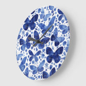 Butterfisch Watercolor Blue Große Wanduhr (Winkel)