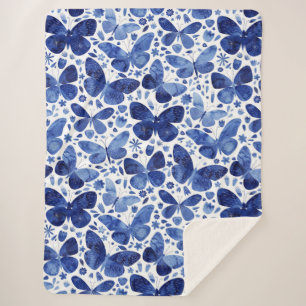 Butterfisch Watercolor Blue Sherpadecke