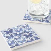 Butterfisch Watercolor Blue Steinuntersetzer