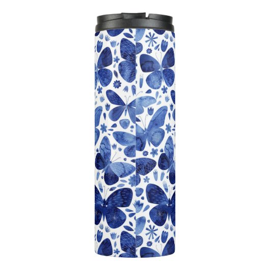 Butterfisch Watercolor Blue Thermosbecher (Rückseite)
