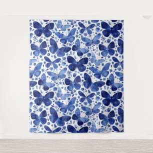 Butterfisch Watercolor Blue Wandteppich