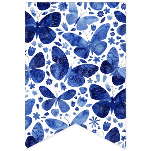 Butterfisch Watercolor Blue Wimpelkette (Dritte Fahne)