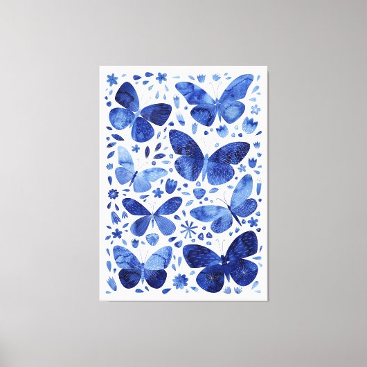 Butterfisch Watercolor Indigo Blue Canvas Print Leinwanddruck (Vorderseite)