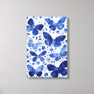 Butterfisch Watercolor Indigo Blue Canvas Print Leinwanddruck
