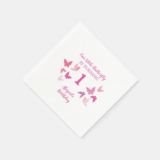 Butterfisch zum ersten Geburtstag Serviette (Ecke)