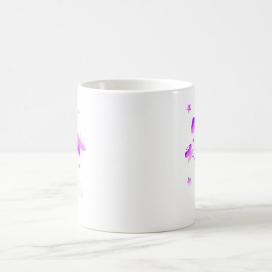 Butterfische Blume Rosa Lila Girly-Wirbel Kaffeetasse (Mittel)